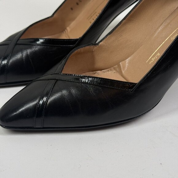 Vintage Bruno Magli Pumps Pointed Toe Black Leather Heels Made in Italy 8.5B - Picture 6 of 14